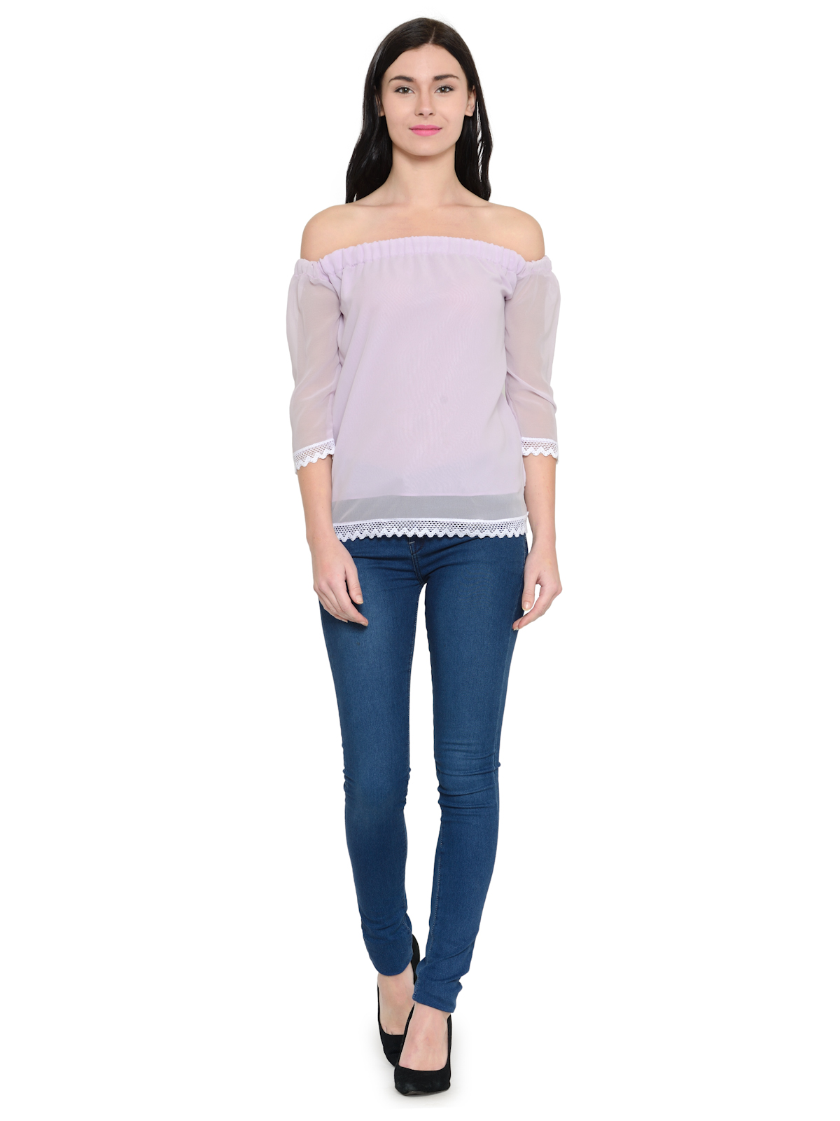 Off shoulder Hem lace top